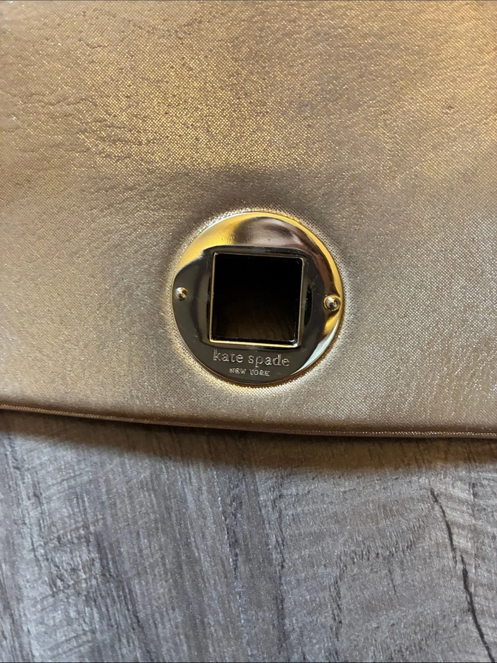 Kate Spade- Women’s Leather- Gold/Metallic Clutch W/Signature Twist Lock